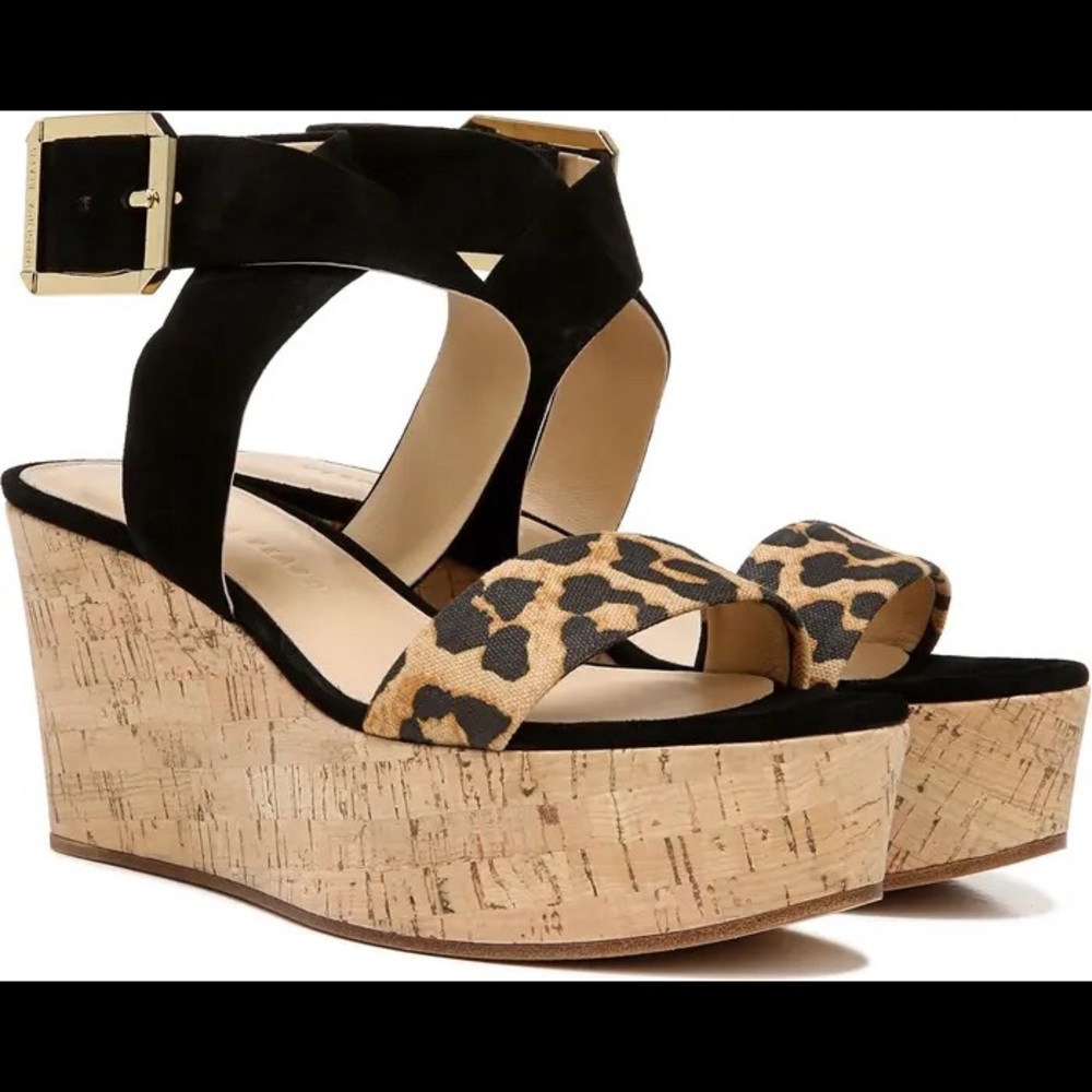 Veronica Beard Hurley Leopard-Print Platform Wedge Sandals size 7